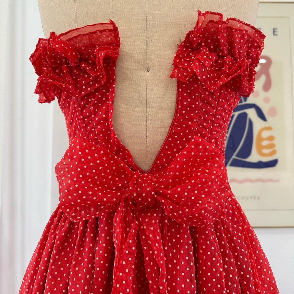 Vintage 70’s/80’s Polka Dot Ruffle Gown - Picture 11 of 16